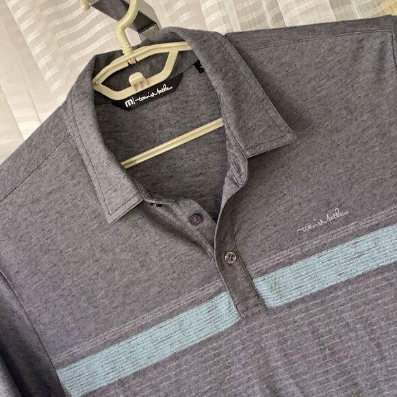 Travis Mathew Endless Horizon Stripe Golf Polo Shirt Gray Men’s Medium - Picture 4 of 6